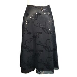 Adrienne Papell Evening Mesh Sheer Full Aline Sequin Skirt 12P Party Events